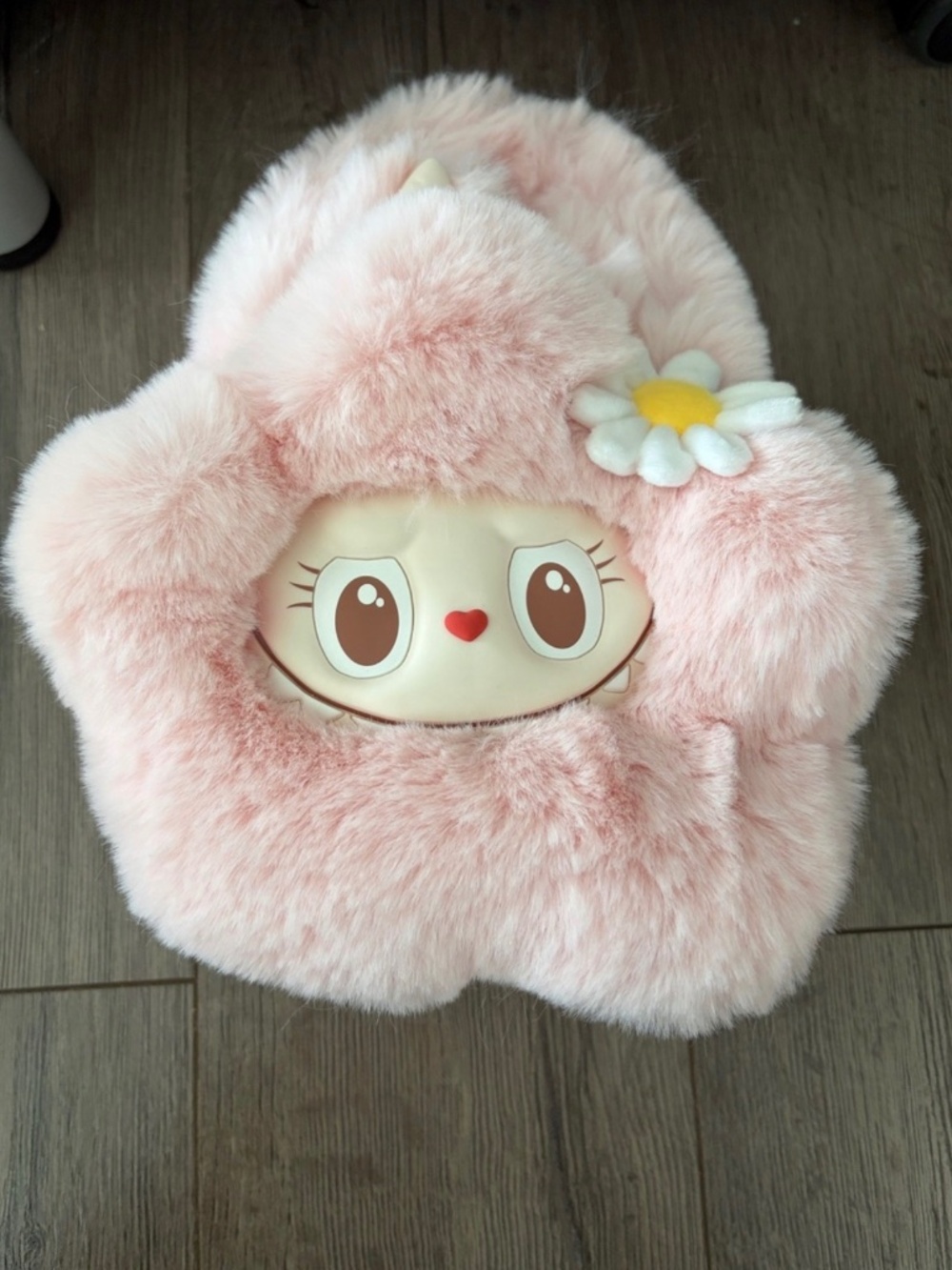 NEW Popland Mokoko Plush Pink Daisy Face Plush Purse